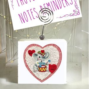 Vintage Valentine Card Photo holder clip